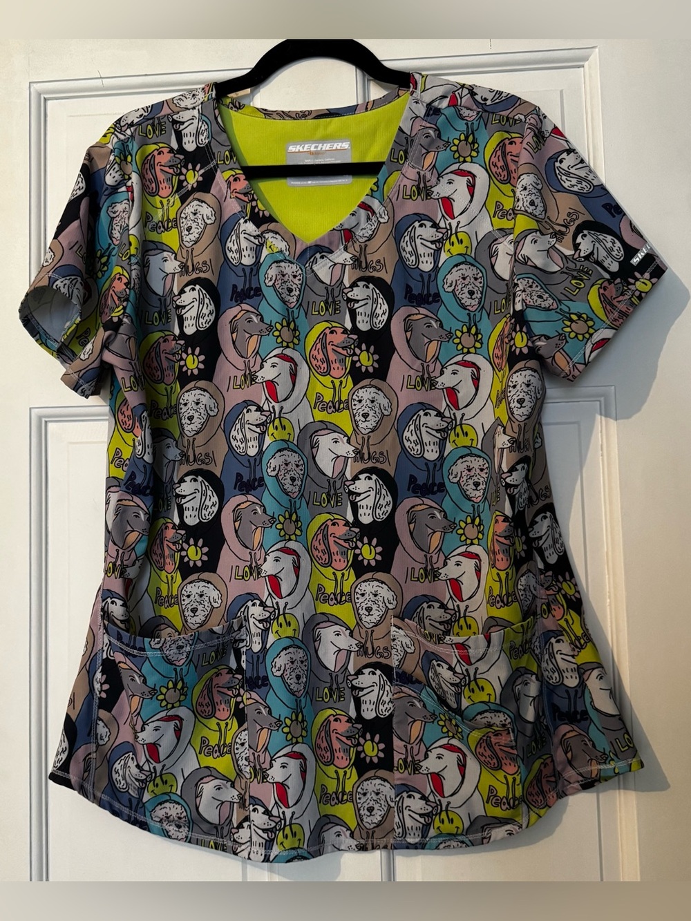 Skechers Dogs in Hoodies V-Neck Scrub Top